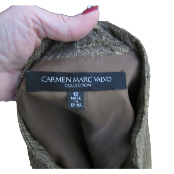 Carmen Marc Valvo Beaded Short Brownish Green Button Down Jacket in Sz 12 - Picture 7 of 7